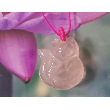 粉紅晶小狐狸吊墜